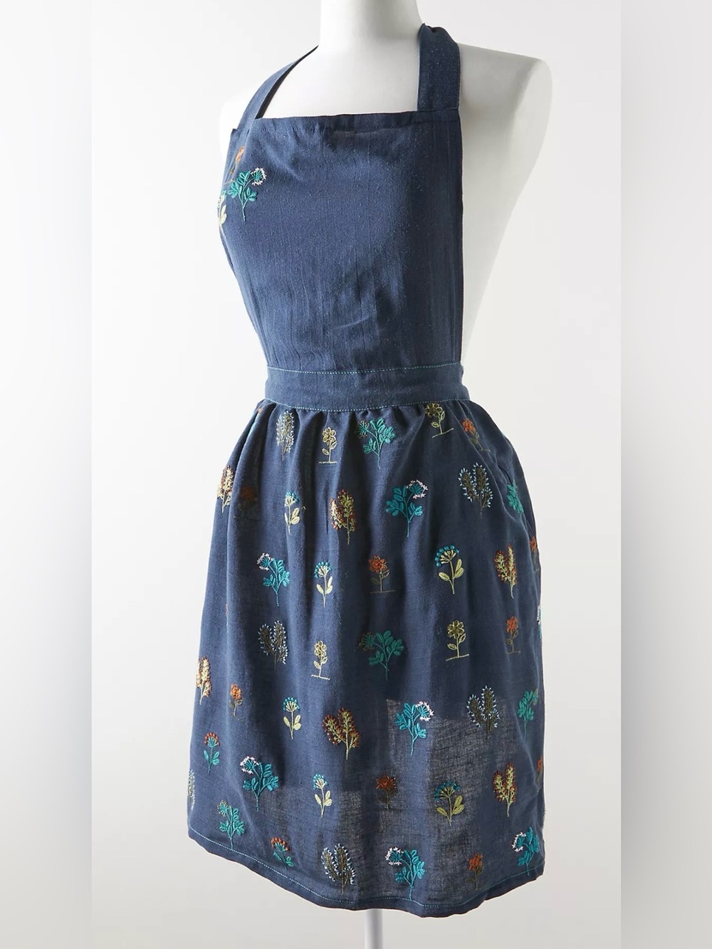 Stacia Embroidered Indigo Apron
